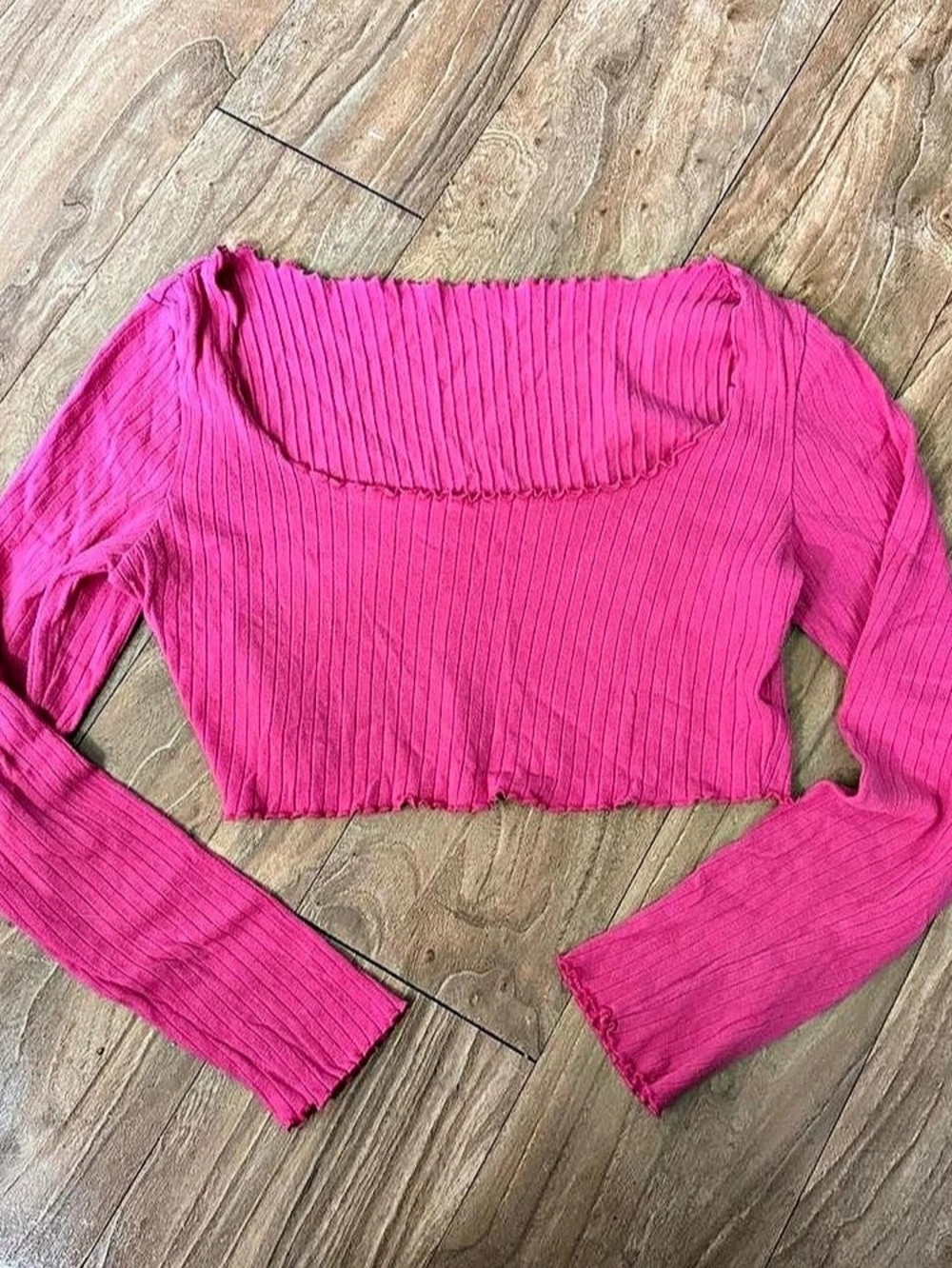 Pink Ribbed Crop Top